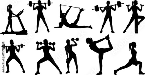 Fitness woman workout gym sport silhouette
