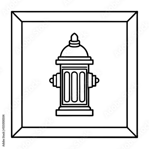 Outline drawing of a fire hydrant in a square frame  