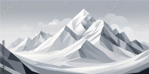 Vast winter landscapes with snow-covered mountains, ice, and glaciers under a cold sky