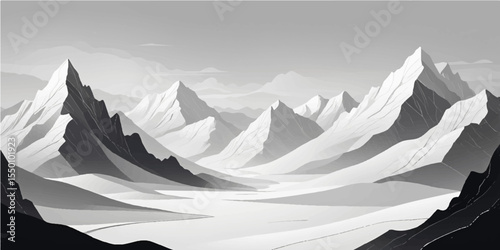 Serene Snow-Covered Mountain Valley