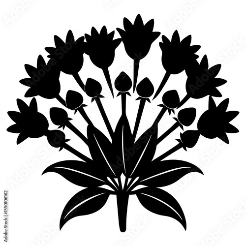 A silhouette vector illustration with a clove stalk