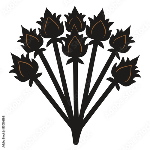 A silhouette vector illustration with a clove stalk