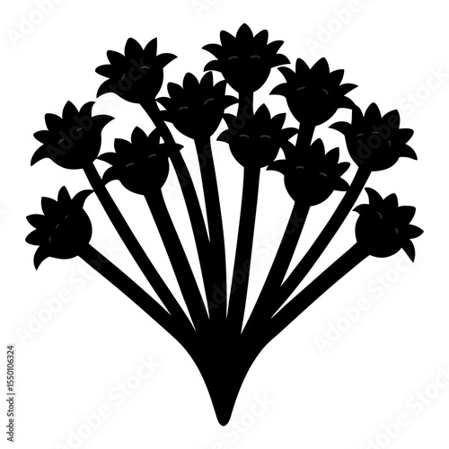 A silhouette vector illustration with a clove stalk