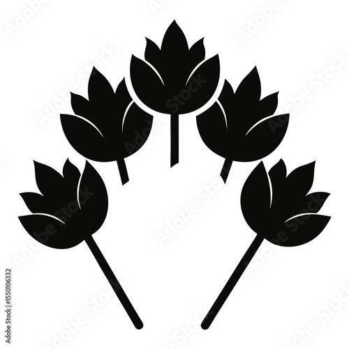 A silhouette vector illustration with a clove stalk