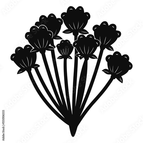 A silhouette vector illustration with a clove stalk