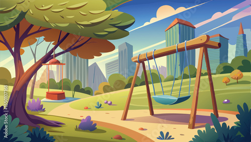 children playing on the swing