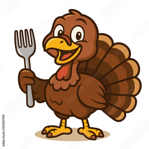 Cute Smiling Turkey Icon for Fall Holiday
