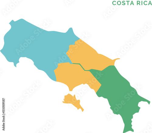Detailed illustrated map of Costa rica vibrant color vector art design 