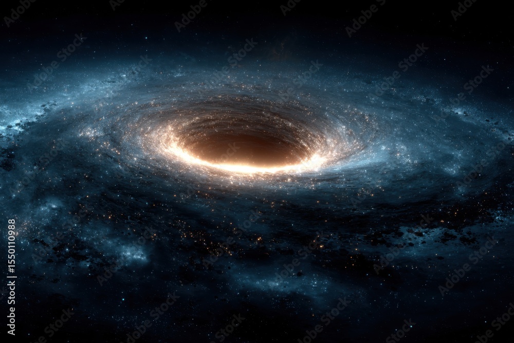 Fototapeta premium A cosmic vortex twists at the center, encircled by swirling galaxies and radiant stars, showcasing the vastness of outer space