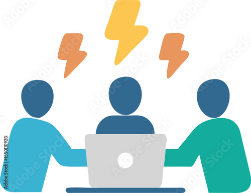 Diverse team of professionals collaborating in model team work vector art design 