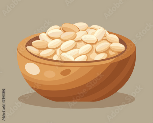 Dry navy beans spread on a neutral rustic background vector art design 