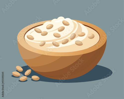 Dry navy beans spread on a neutral rustic background vector art design 
