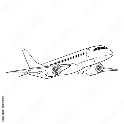 line art drawing illustration of a aircraft