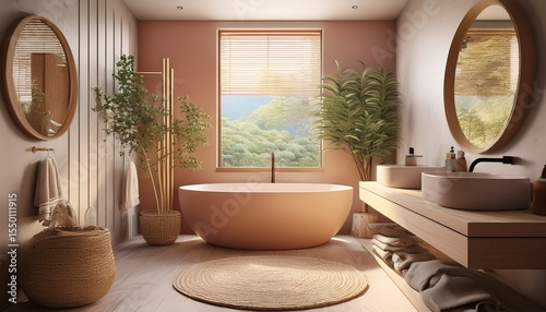 cozy clean interior design with muted costal colors bathroom