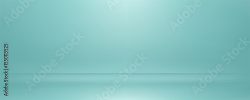 Studio room green mint background with lighting well use as Business backdrop, Template mock up for display of product, Vector illustration