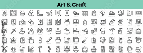 Set of art and craft icons. Linear style icon bundle. Vector Illustration