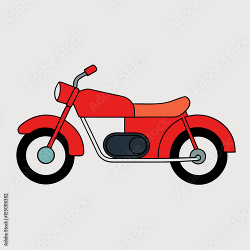 Red vintage motorcycle side profile flat illustration motorbike classic