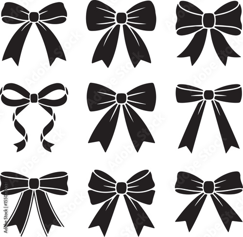 Elegant Black Bow Vector Collection – Decorative Ribbon Set

