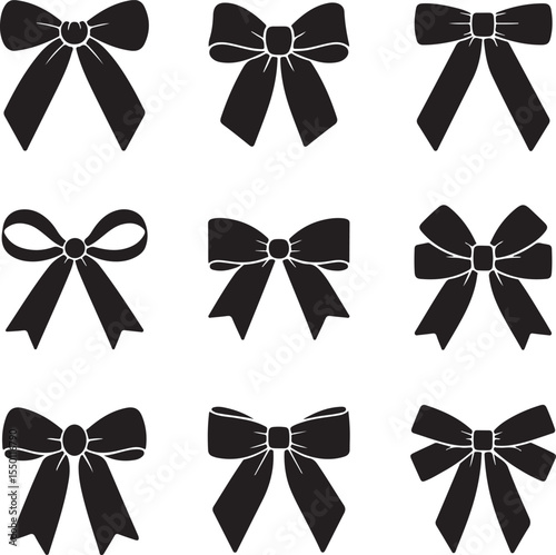 Elegant Black Bow Vector Collection – Decorative Ribbon Set

