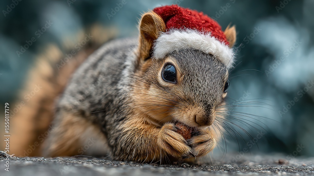 Fototapeta premium squirrel hidden in Christmas tree