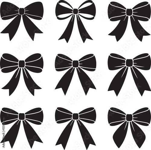 Elegant Black Bow Vector Collection – Decorative Ribbon Set

