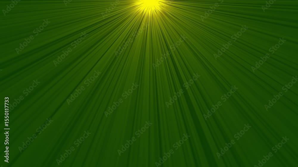 Sun rays on green screen from top view, beautiful yellow spotlight effects on top. flash lights, bright light lens flare effect, Bright optical lens flares affect. Spotlight rays abstract animation.