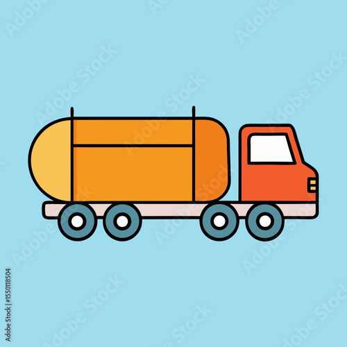 Orange tanker truck cartoon illustration simple design