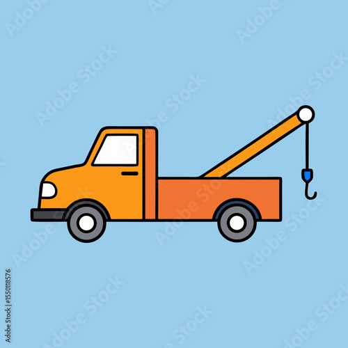Orange tow truck icon flat design illustration