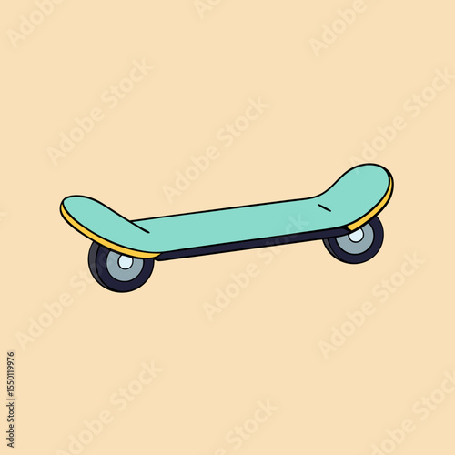 Teal skateboard illustration fun sporty design