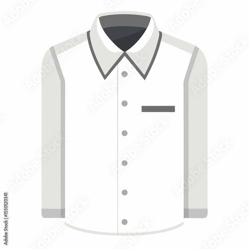 Flat design illustration of a white formal button down shirt with grey accents formal shirt white shirt