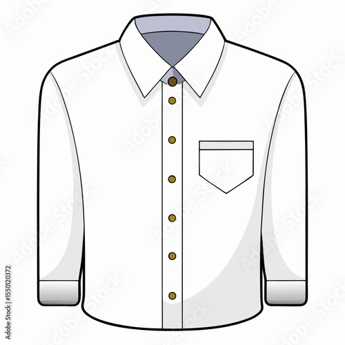 White long sleeve button down collar shirt with pocket and gold buttons white shirt long sleeve shirt