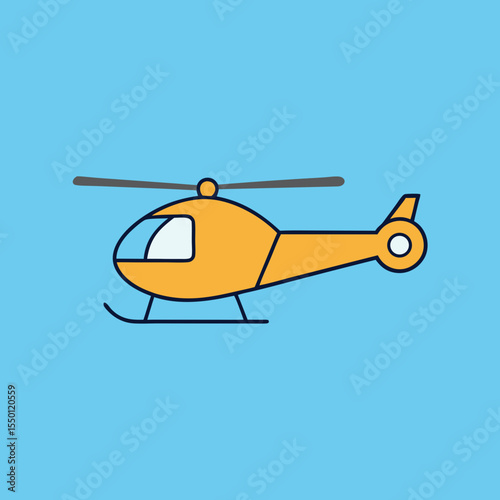 Yellow helicopter icon air transportation vehicle flight