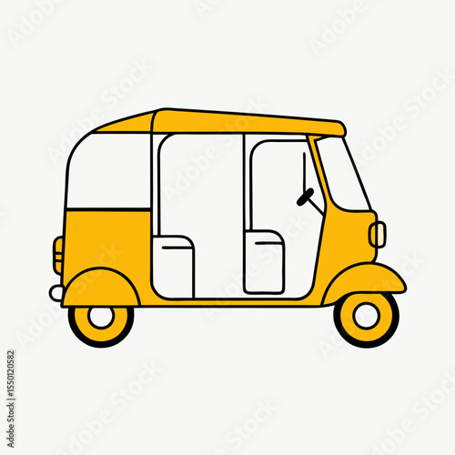 Yellow auto rickshaw tuk tuk asian transportation icon