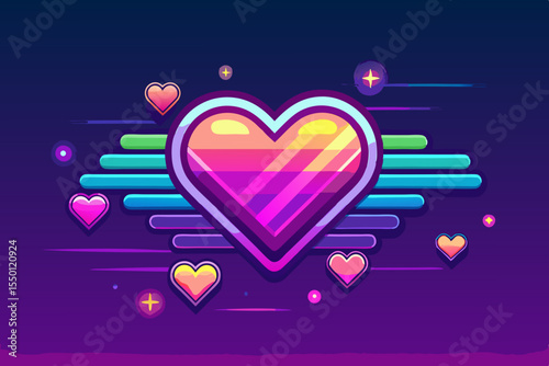 Gradient background with transparent floating hearts, vector