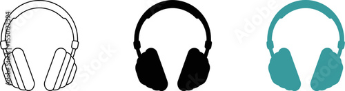 Headphones vector illustration set for music listening and audio equipment design and sound technology editable stock vector