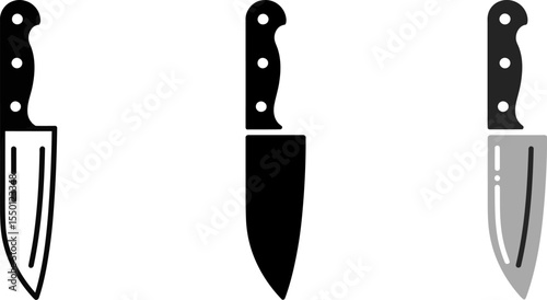 Chef knife set vector illustration cooking knife kitchen knife icon butcher knife sharp knife metal knife tool editable stock vector