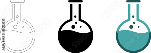 Laboratory flask vector illustration chemistry lab equipment science experiment research glassware icon editable stock vector