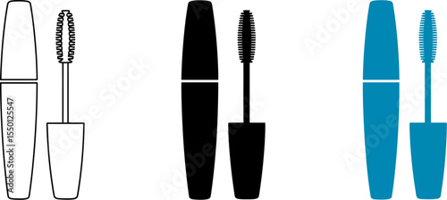 Mascara tube and brush vector illustration for makeup beauty product and cosmetic packaging design set editable stock vector
