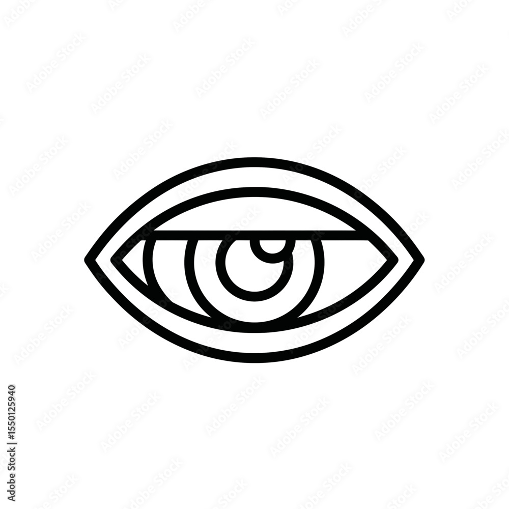 Eye Icon Outline in Minimalist Style for Design Usage  