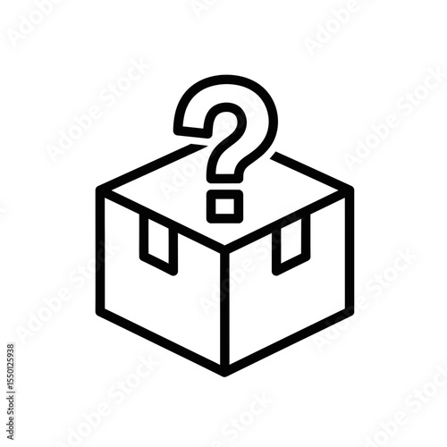 Vector icon of a mystery box with question mark  