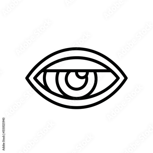 Eye Icon Outline in Minimalist Style for Design Usage  