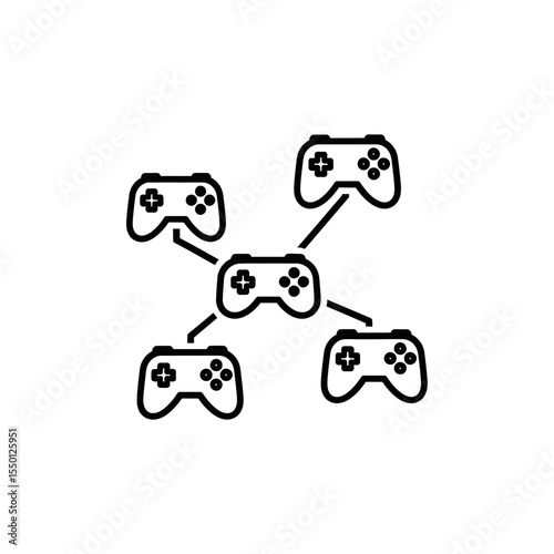 Gaming Development Connection Icon in Minimalist Style  