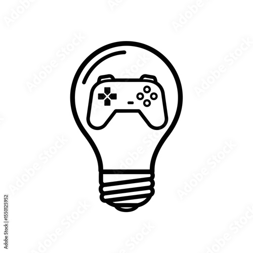 Gaming Development Lightbulb Icon with Controller Design  