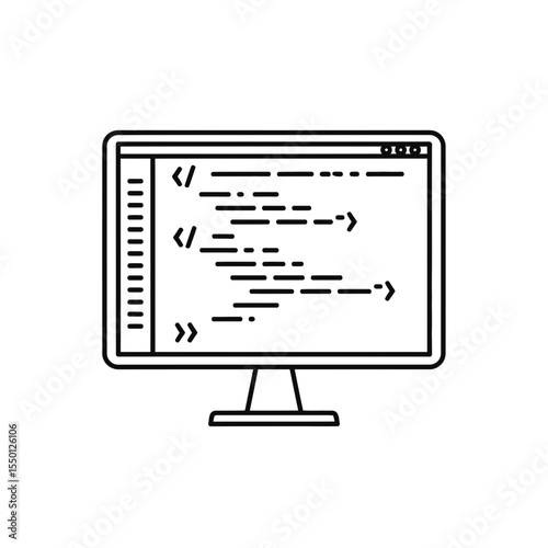 Vector icon of computer screen displaying coding script  