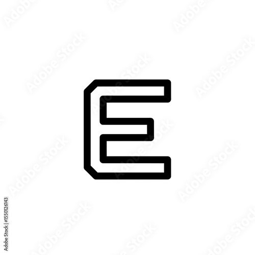 Vector Icon of Bold Letter E in Minimalist Style  