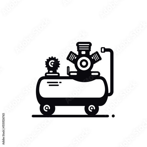 Air compressor illustration in minimalist style for construction materials  