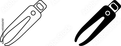 Nail clippers vector illustration of manicure tool icon set in black and white minimal design style art 100 editable stock vector