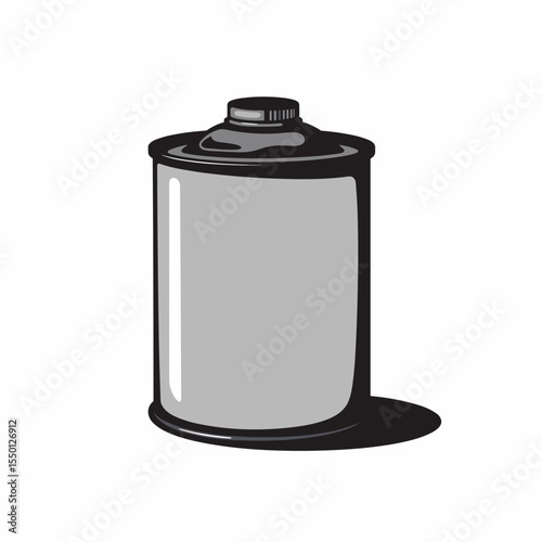 Gray paint can with a lid on white background for construction materials  