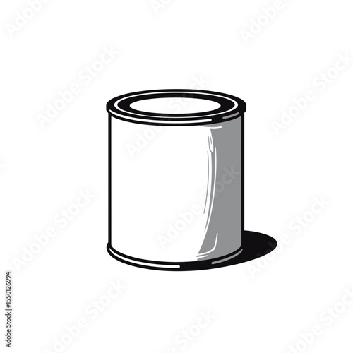 White paint canister in minimalist design on white background  