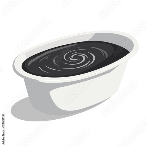 Gray plastic tub filled with dark liquid, swirling motion visible on surface.  Dark liquid shows interesting texture and pattern inside tub.  This image is perfect for illustrating various constructio